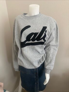 Grey 'Cali' Script Sweatshirt - Black Logo